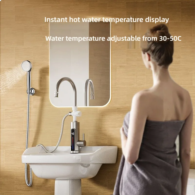 3300W Instant Electric Water Heater Shower Digital Display 220V Kitchen Sink Faucet Bathroom Tankless Hot Water Tap Heater