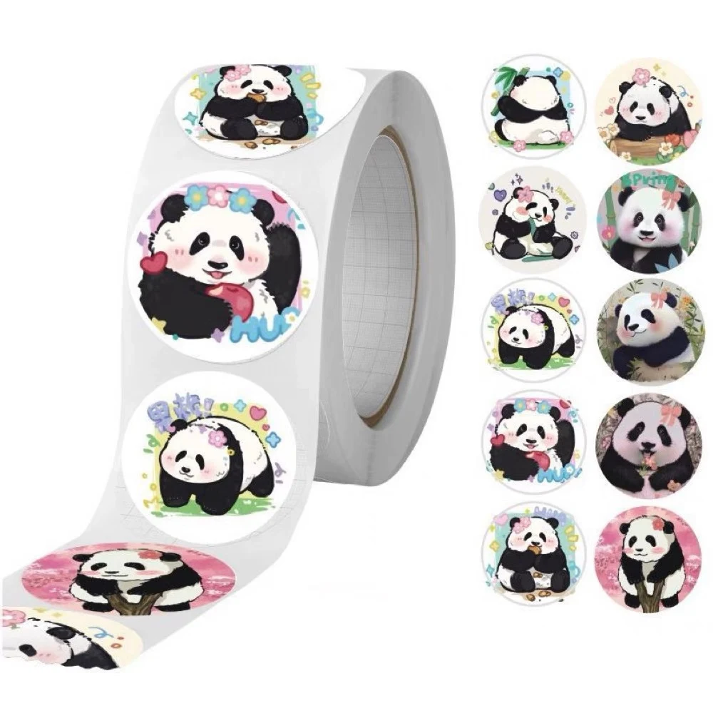 100-500Pcs 2.5cm Cute Animal Panda Label Stickers Roll for Envelope Student Work Stationery Seal Lable Gift