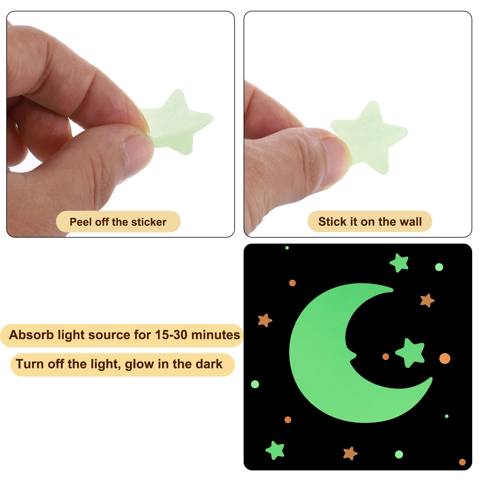 Glow in the Dark Dot Stickers Glow Dot Wall Decals 336 Dots/522 Dots