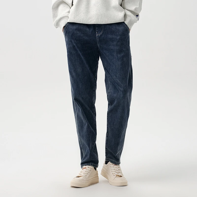 Semir 2024 Jeans Men Spring Elastic Drawstring Daily Simple Commuting Classic Trousers Fashion Trend Retro Washed Pants 4