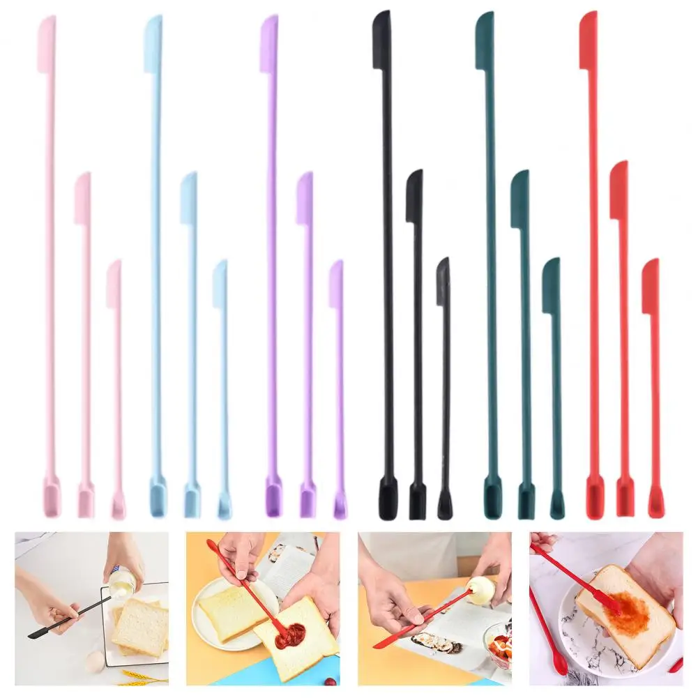 3Pcs NEW Silicone Double-head Lengthened Scraper Cosmetic Jam Deep Bottle Scraper Mini Spatula Set Makeup Tools