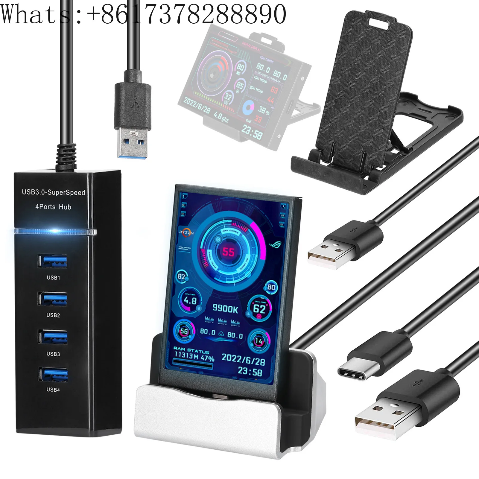 

3.5-inch computer small secondary screen IPS full view USB chassis computer monitoring USB secondary screen AIDA6 free