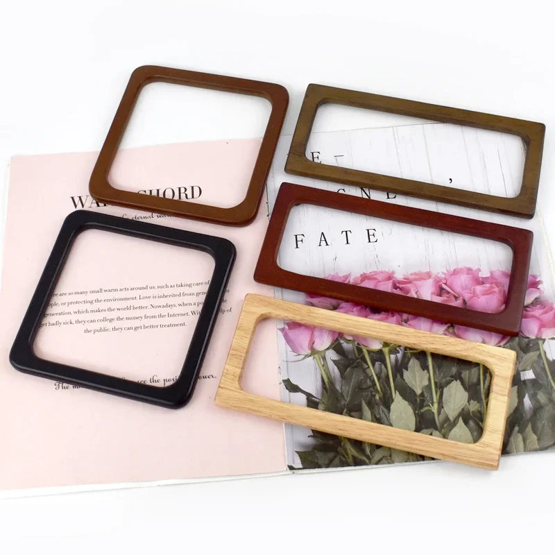 1/2Pcs Deepeel 14/20cm Wooden Handles Square Purse Frame for Making Woven Handbag DIY Bag Parts Crafts Hardware Accessories