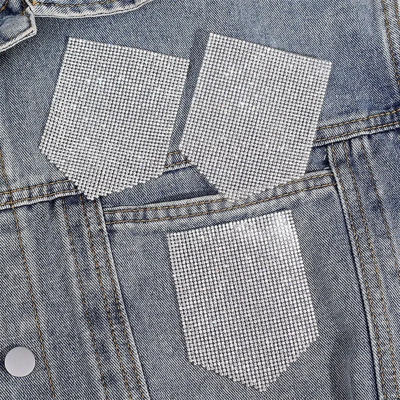 5PCS Pocket Rhinestone Patch Clothing Badge Epaulette Jeans Pocket Luxury Bling Crystal Hot Stamping Applique DIY Decoration