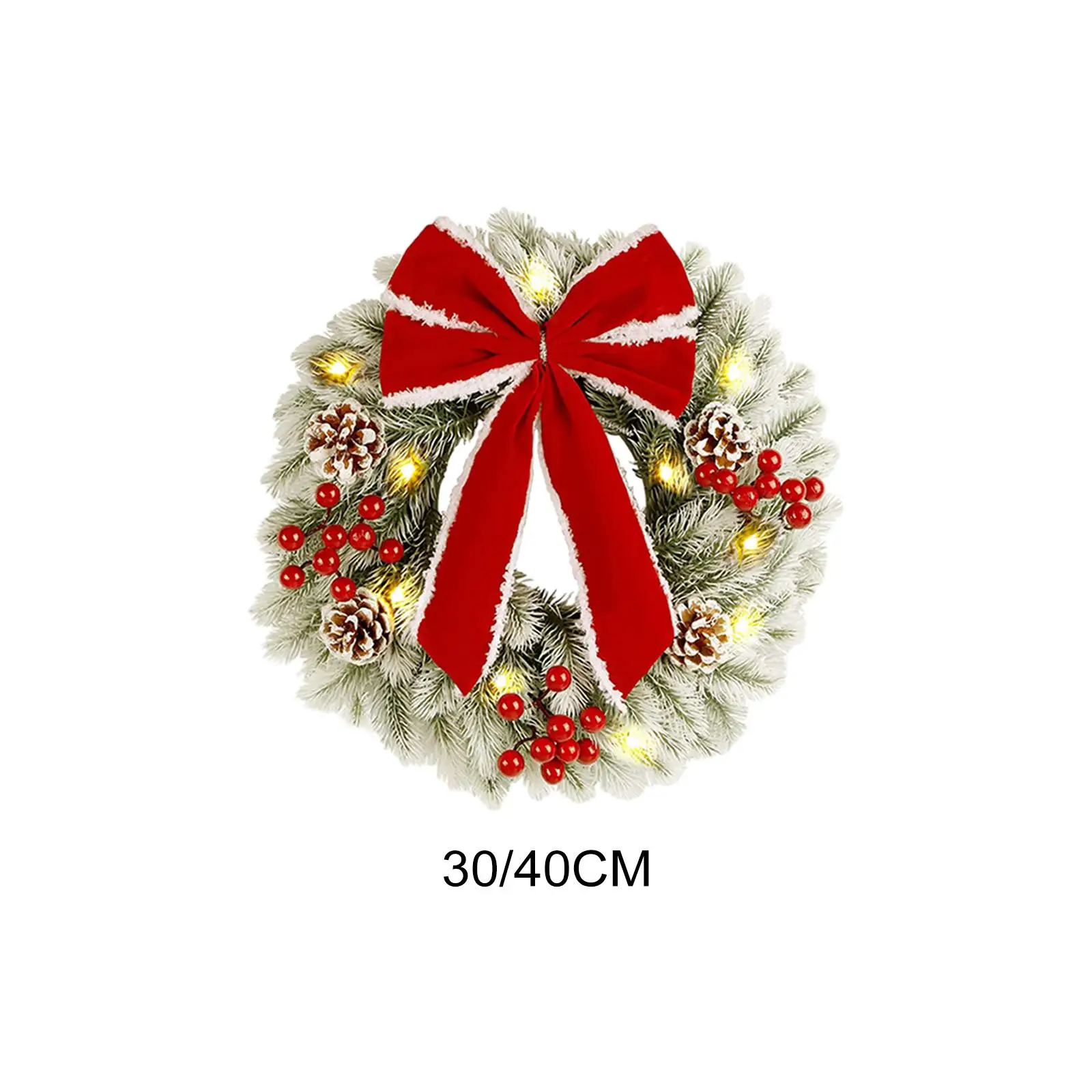 

Glowing Christmas Wreath Handcrafted Warm White Lighting Holiday Garland Door Ornaments for Office Home Porch Party Ornament