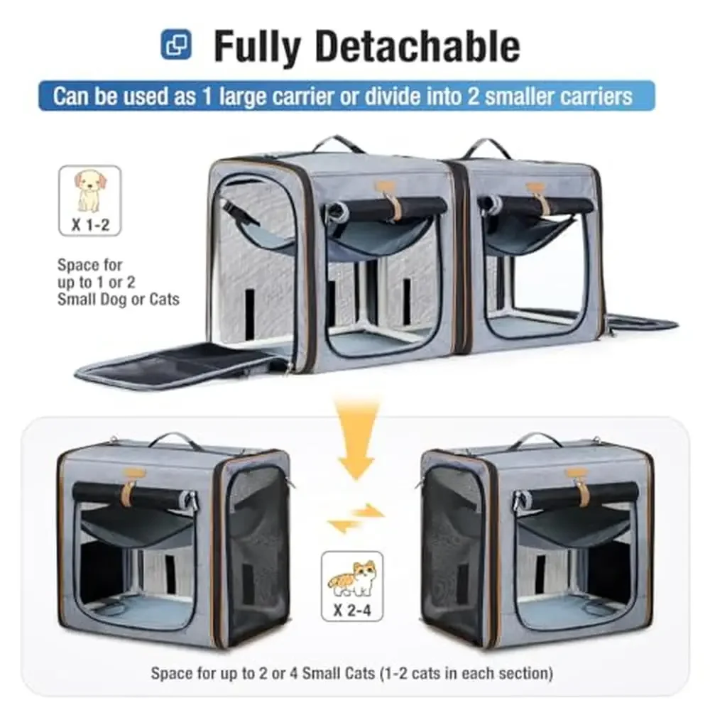 2-in-1 Pet Carrier Playpen Travel Crate Small Medium Large Pets up to 35lbs Collapsible Bowl and Litter Box Included Secure and