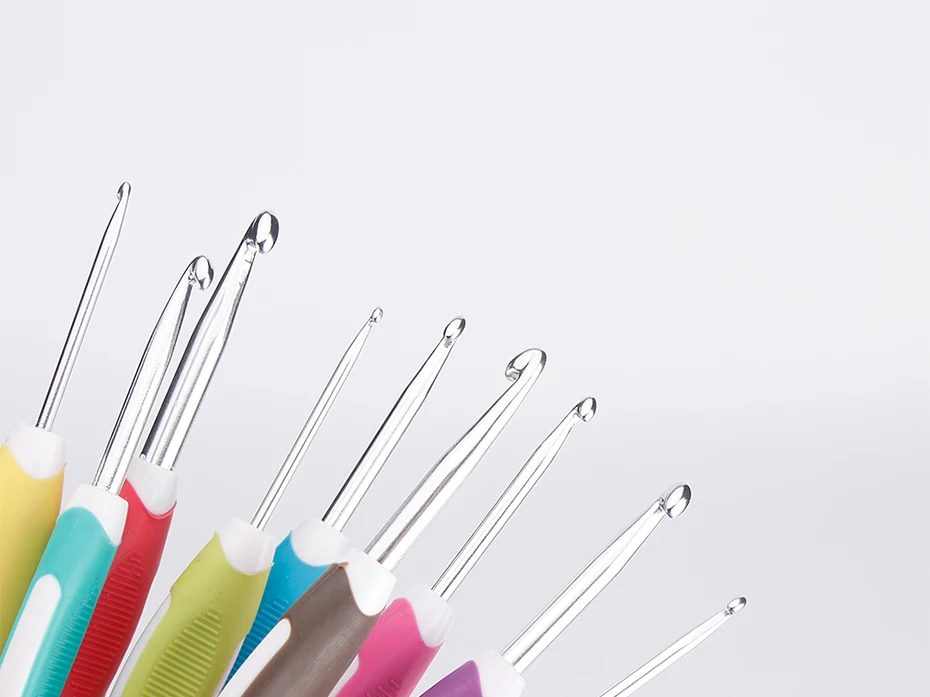 Description Picture 5 of item9Pcs Crochet Hook Hand Knitted Crochet Aluminum Crochet Needles With Colorful Grip DIY Process Tool Knitting Needles Set