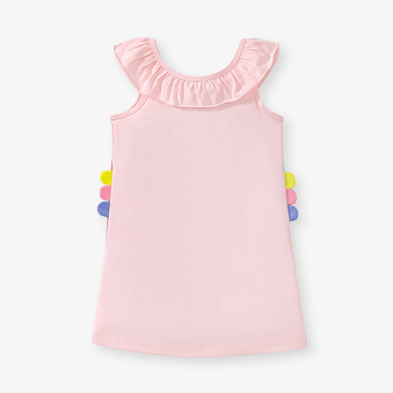 2025 Summer Kids Clothes Children's Clothing Baby Girls Cotton Cartoon Seahorse Pink Dresses Holiday Gifts