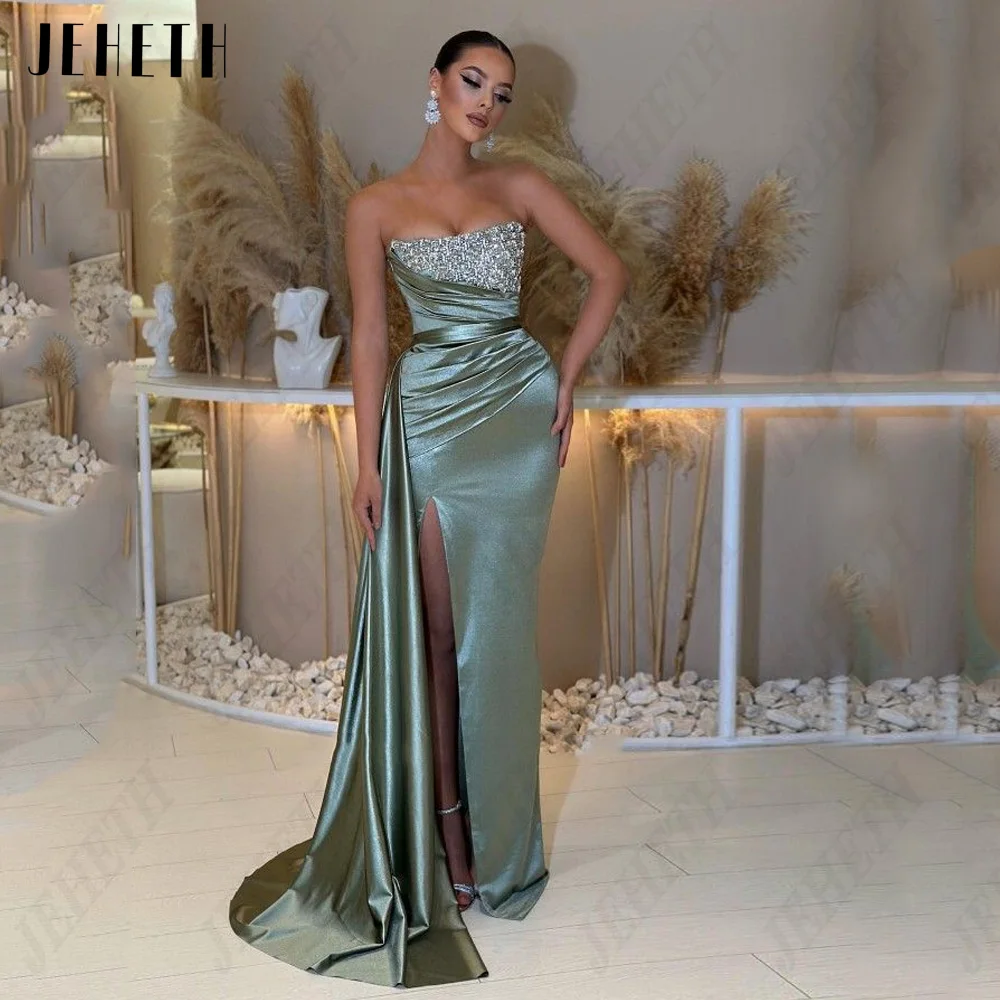 Vestidos sirena de satén con tirantes spaghetti Narciso