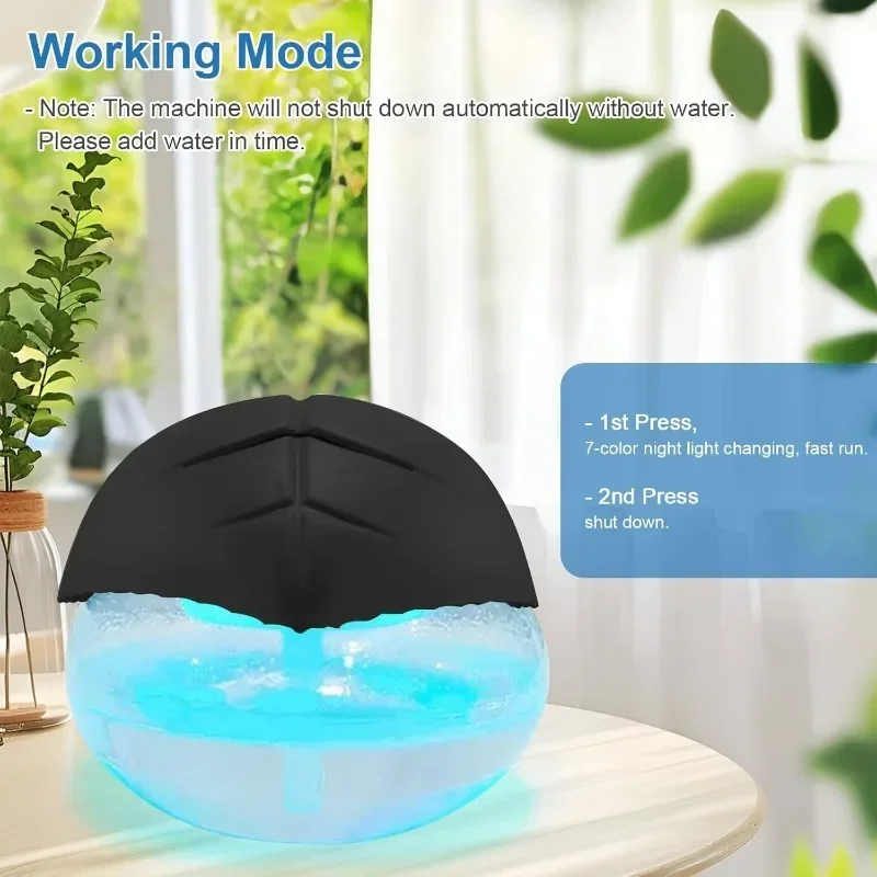 Water-Based Purifier Air Washer, Air Revitalizer & Freshener, Air Fresher with 7 LED Color Changing Light for Rooms (Black) 6