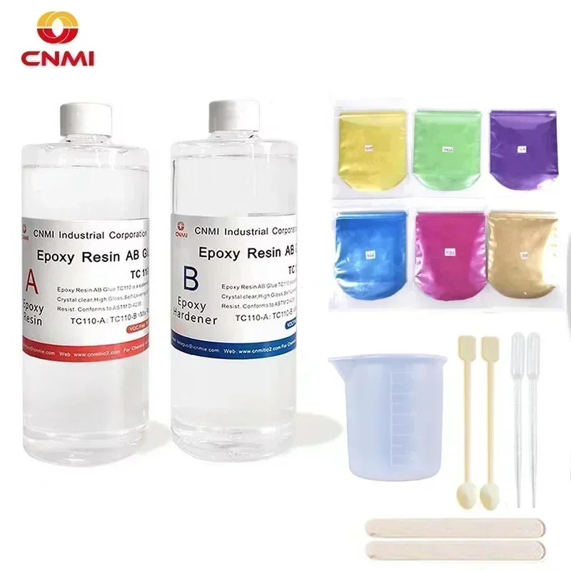 Cnmi-ab Kit de Resina Epóxi Crystal Clear Endurecedor Corante uv Pigmento para Artes Fundição Faça Você Mesmo Fazendo Jóias Artesanato Fornecimento 1:1 2:1 3:1