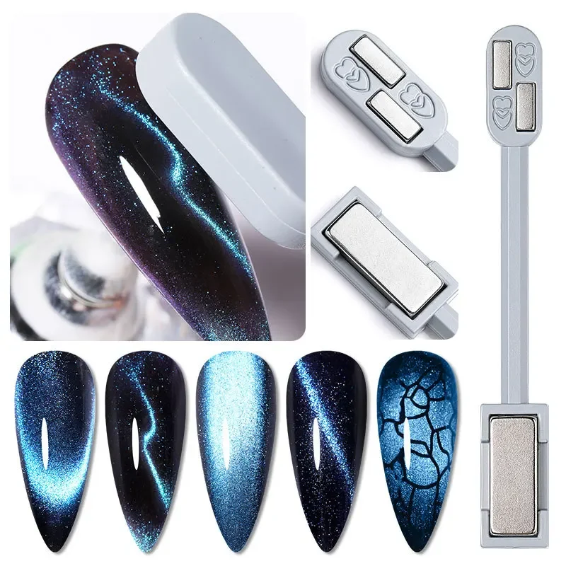 Nail Magnet Double Head Powerful Cat's Eye Magnet Nail Art 3D Magic Cat's Eye Glue Enhancement Tool for Lightning Pattern cat eye nail tool magnetic nail art tools magnetic nail tools