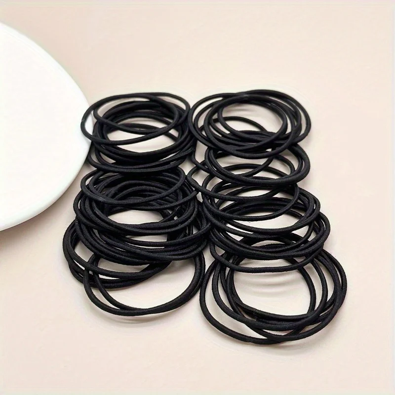 Elastic Hair Ties for Women Girls Solid Color Ponytail Holders Simple Durable