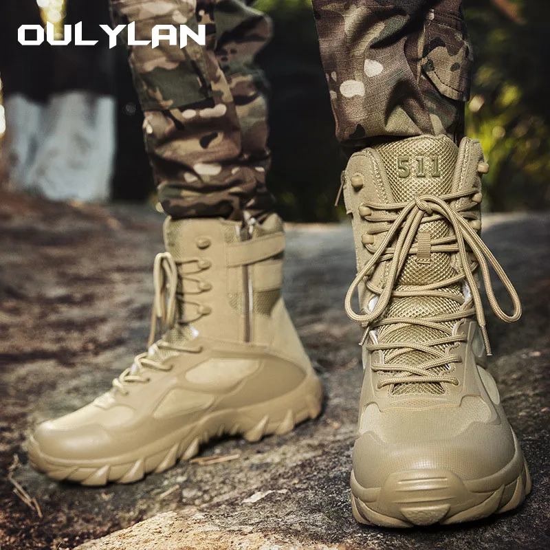 

2023 Hiking Shoes Large Size High-top Military Tactical Boots Men's Outdoor Training Combat Boots Desert Tooling Boots Work