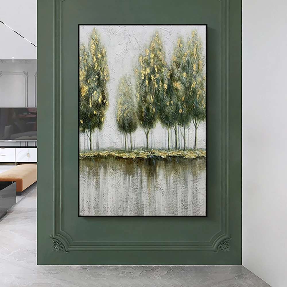 

Pure HandPainted Oil Painting Abstract Tree Painting Living Room Decoration Picture Landscape Handmade Textured Canvas Painting
