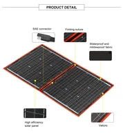 Panneau solaire portable pliable Dokio 18V 80W 100W 200W avec contrôleur 12V, panneau solaire flexible pour la maison, le camping et les voyages 6