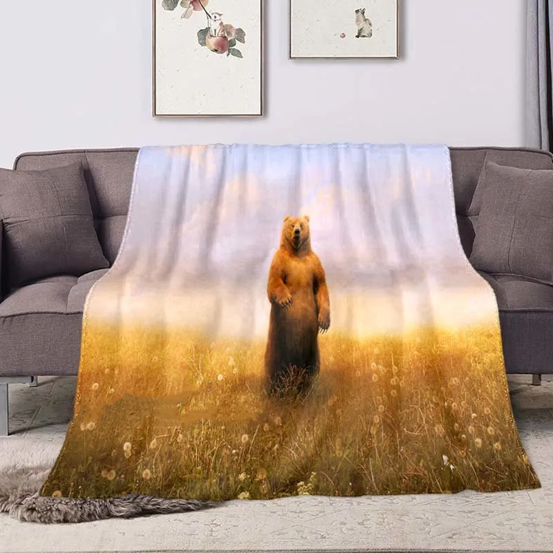 

Фланелевое Одеяло с 3D рисунком медведя, мягкое теплое милое офисное декоративное одеяло в стиле ретро, для детей, мальчиков, девочек, подростков, подарок для дивана