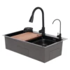 304 Stainless Steel Kitchen Sink Rectangular Single Sink Kitchen Sink Washbasin Set With Pull Out Faucet 3