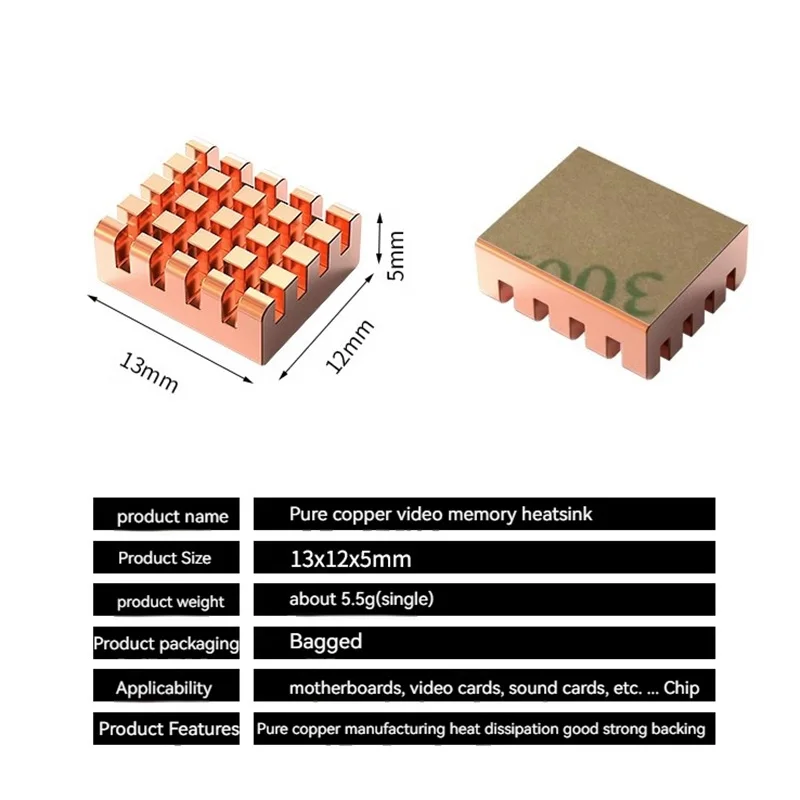 VRAM Copper Heatsink TEUCER 4/812-PCS VRAM Copper Heatsink for Cooling GPU Chips