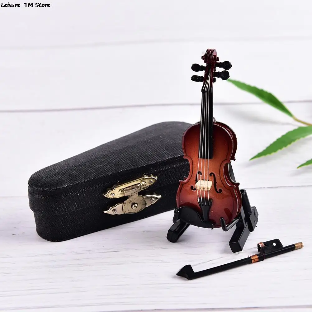 Miniature music instrument plastic mini violin ornament plastic crafts DIY home decoration with support plastic violin ornament