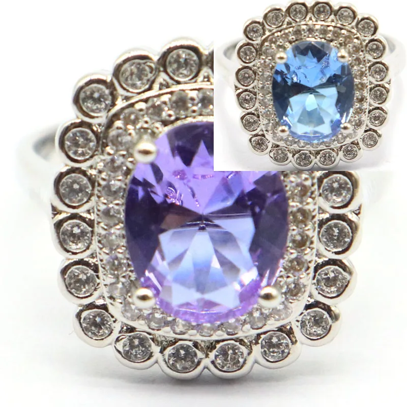 20X19Mm Design Europeo Che Cambia Colore Zultanite White Cz Women Daily Wear Anelli D'Argento