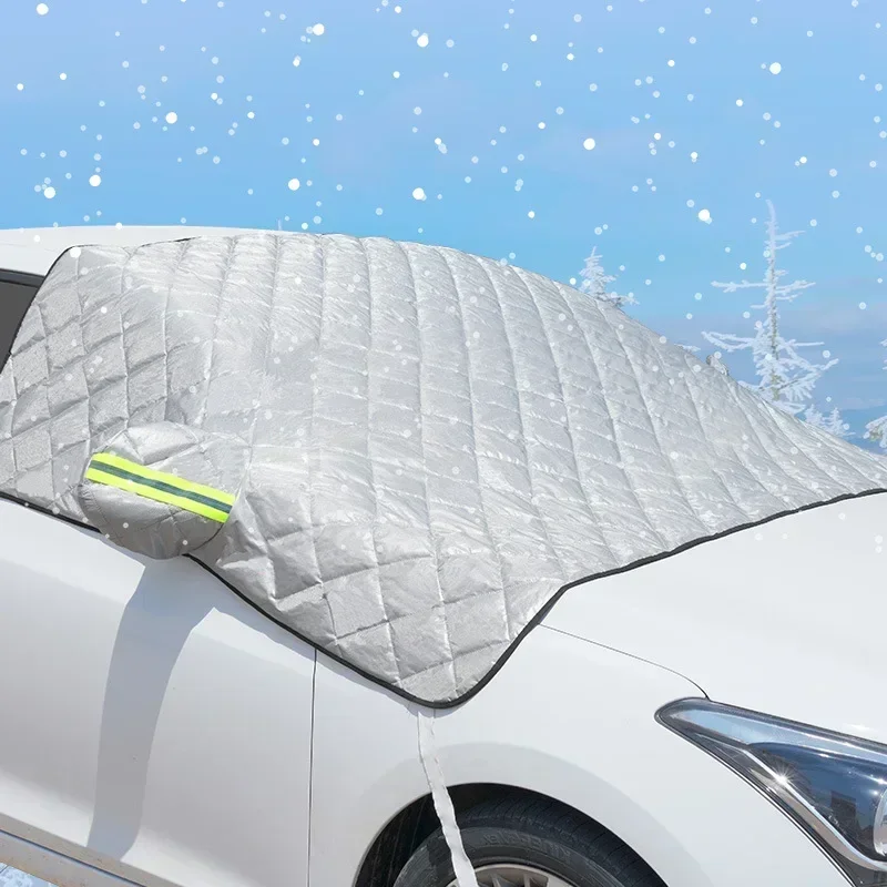 Thickened Cotton Car Cover Half Face Windshield Snow Shield Anti-Frost Carriage Cross-Border Snowproof Car Curtain