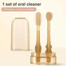 

1Set Infant Toothbrush 360 Degree Cleaning Dental Care Portable Baby Tongue Brush Toothbrush Kit for Household 0-18M Baby