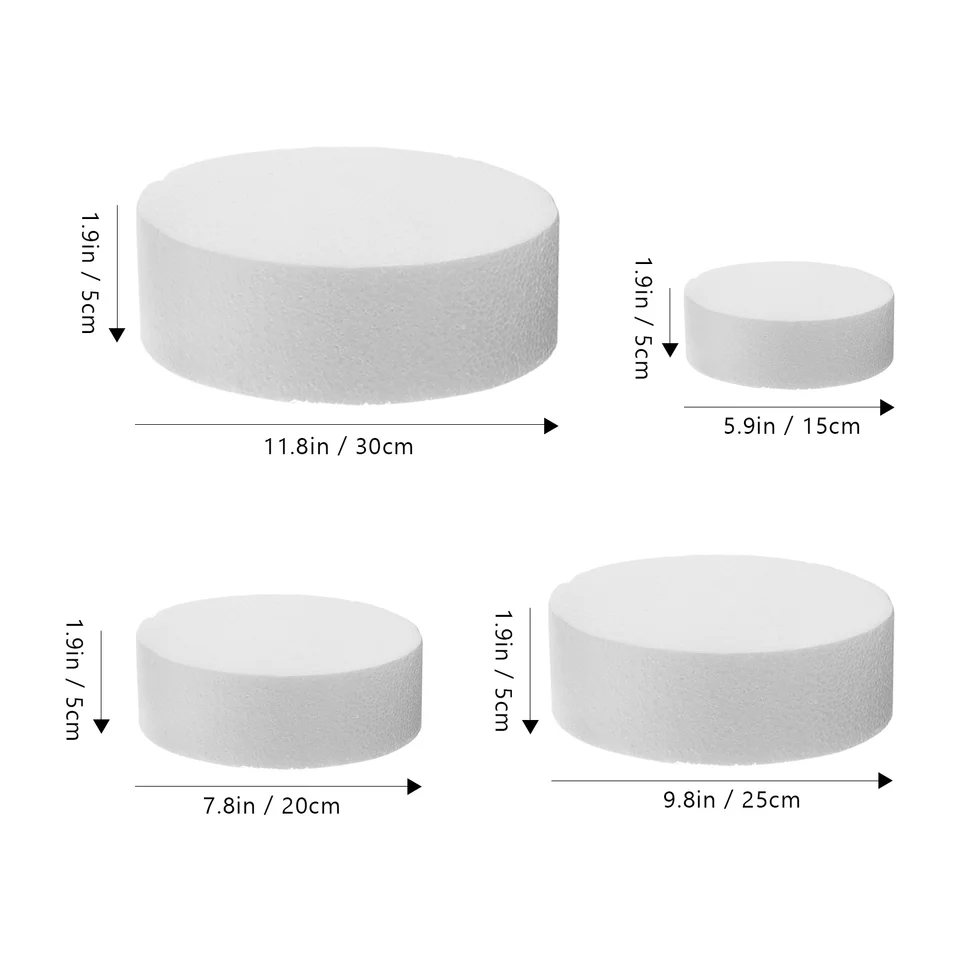 Faux Gateau Gâteaux Factices En Mousse Ronde 4 Pouces - Pour Décoration Mariage, étalage, 4" X 4", Pack Faux Gâteau Mousse Mariage