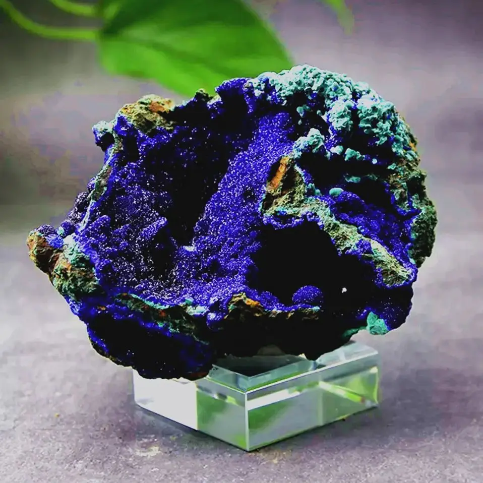 

Natural Azurite Malachite Geode Crystal Mineral Specimen, Reiki Healing Stone, Collectible