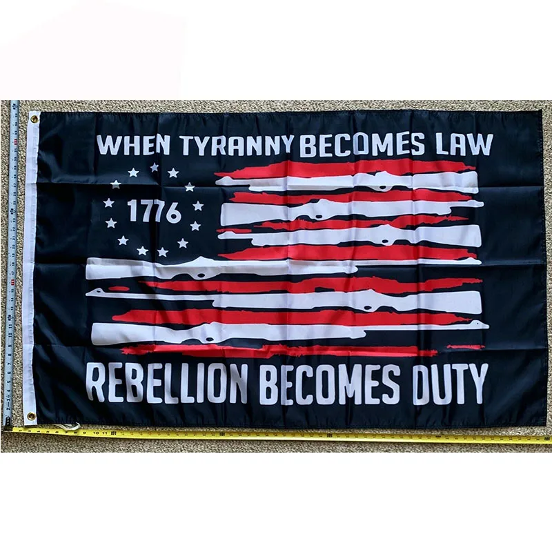 

Donald Trump Flag FREE SHIP When Tyranny Becomes Law Rebellion Becomes Outy Freedom F Desantis USA Sign 3x5' yhx0059