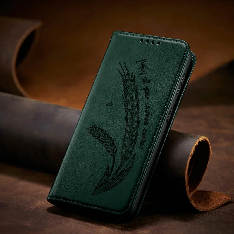Magnetic Wheatear Leather Wallet Phone Case Cover