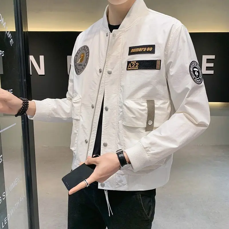 Luxury Bomber Jacket Men Clothing Spring Autumn Coat Military Outdoor Windbreaker Streetwear Korean Fashion Tops Zipper New