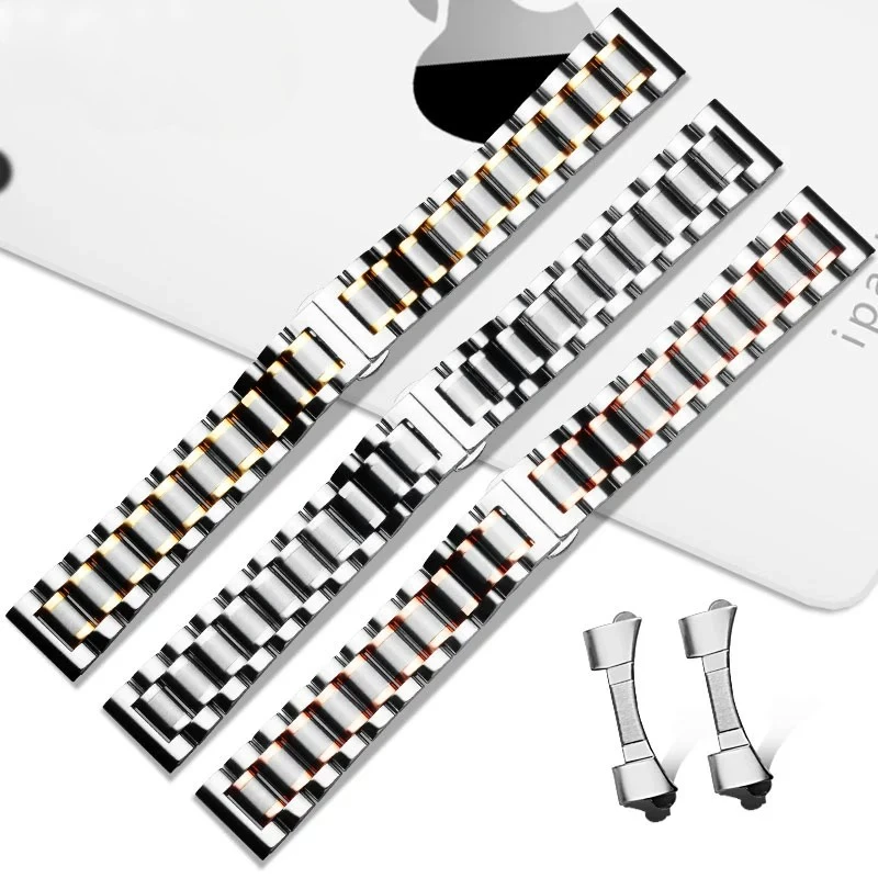 Rose Gold Curved Solid Stainless Steel Universal Watch Band Bracelet