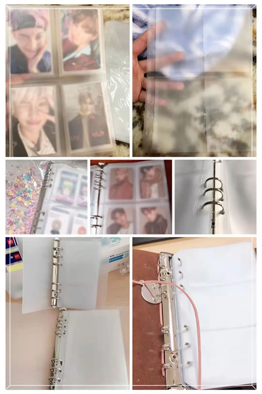 10Pcs A5A6A7 Transparent Storage Cards Holder Accessories PVC Binder Ring Notebook 6 Hole Zipper Bag Pouch Loose Leaf Filing Bag file folder,file holder,document storage bag