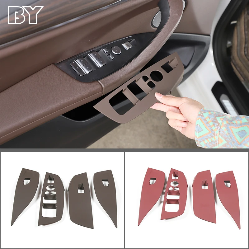 

ABS Mocha Brown Color Window Glass Lifting Buttons Frame Cover Trim 4pcs For BMW X3 iX3 X4 G01 G02 2018-2023 LHD Accessories