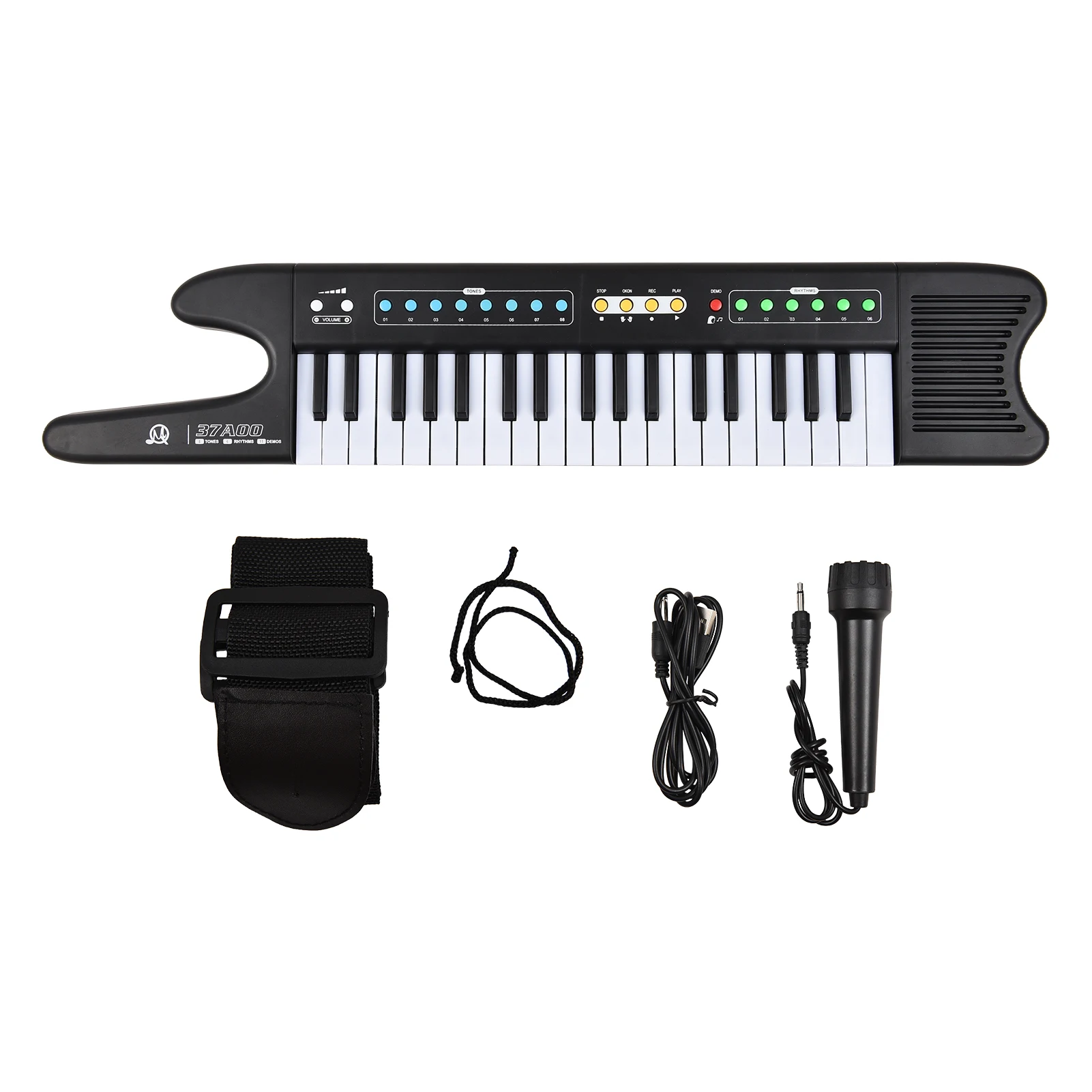 37-Key Electronic Keyboard Piano Portable Mini Electronic Organ Musical Instrument 8 Tones 6 Rhythms 10 Demo with Microphone