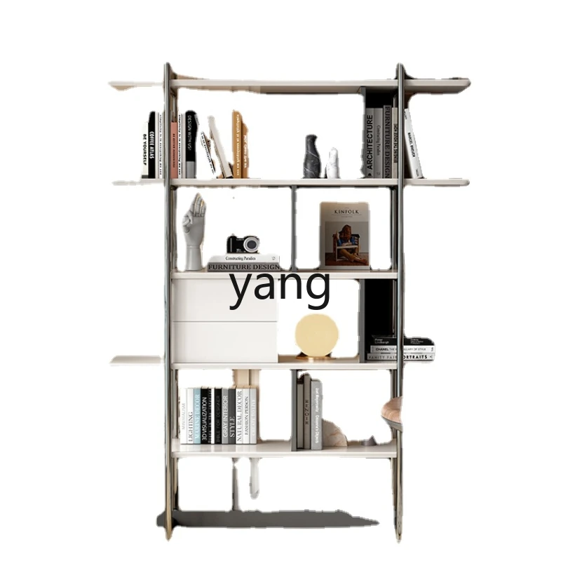 

Yhl Bookshelf Stainless Steel Storage Rack Study Simple Multi-Layer Bookcase Household Modern Storage Storage Rack