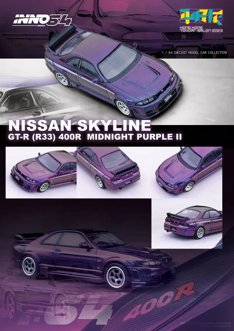 

INNO 1:64 NISSAN SKYLINE GT-R (R33) NISMO 400R / LBWK F40 Matte HK Toycar Salon 2023, литая модель автомобиля