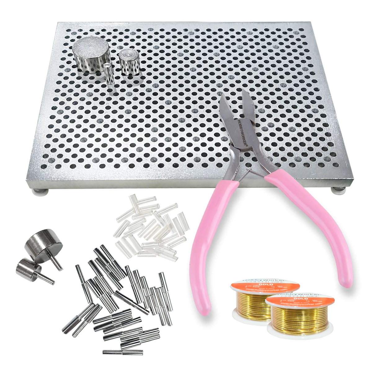 

XUQIAN Hot Sale Wire Jig Kit Includes 30 Metal Pegs 2 Rolls Copper Wire 1 Flush Cutter Plier for Jewelry Making and Design L0137