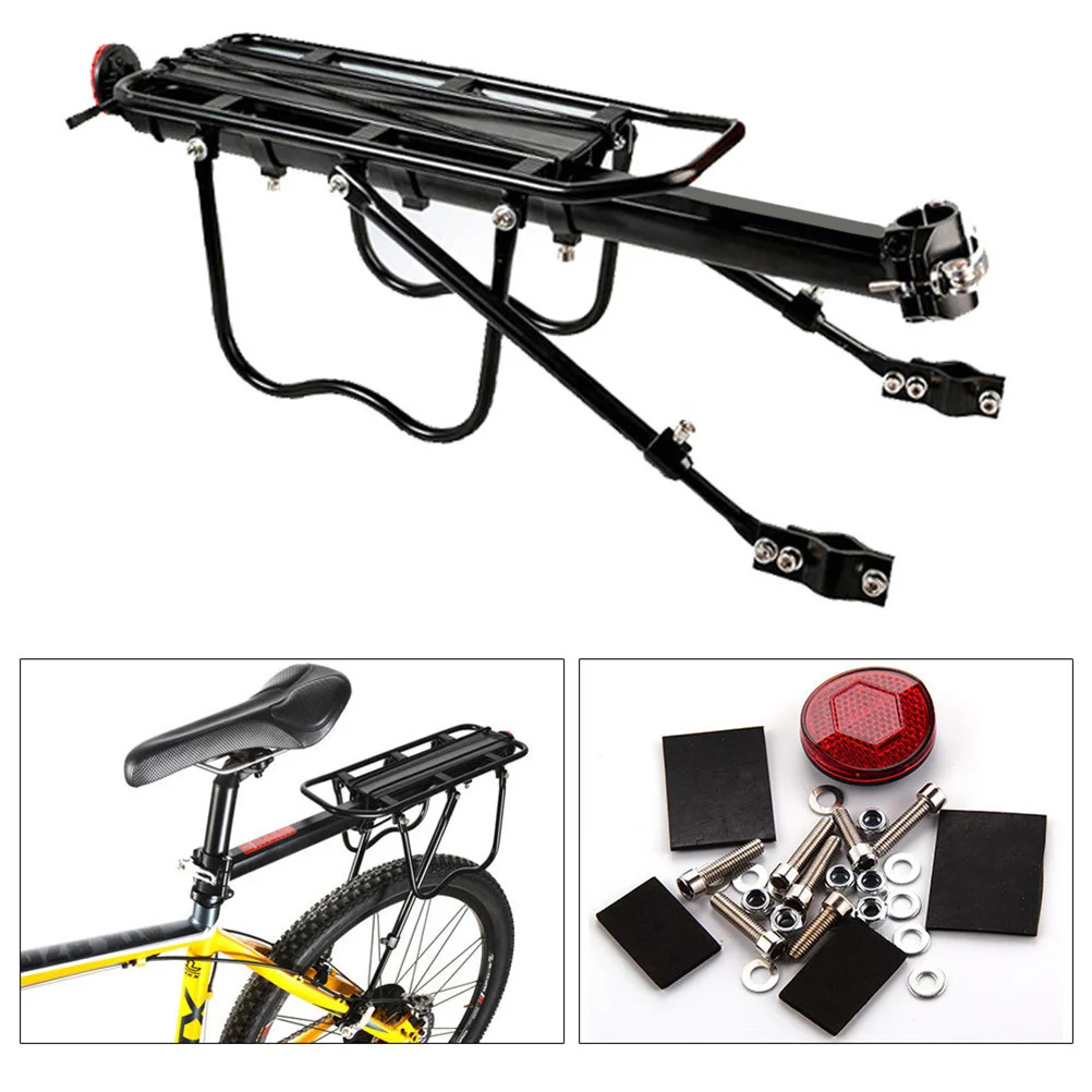 

Mountain Bike Rear Rack Luggage Rack Holder Aluminum Light and Easy installed 50kg Load Adjustable with Reflector Cycling