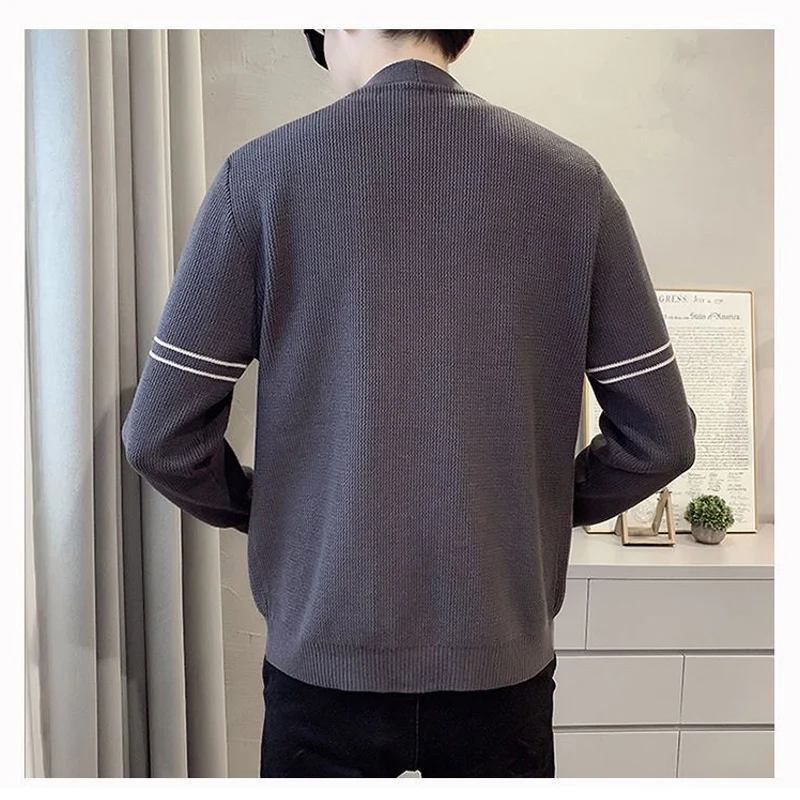 2023 Spring Autumn New Solid Color Fashion V-neck Long Sleeve Knitting Cardigan Man Casual Loose Button Pockets All-match Coat