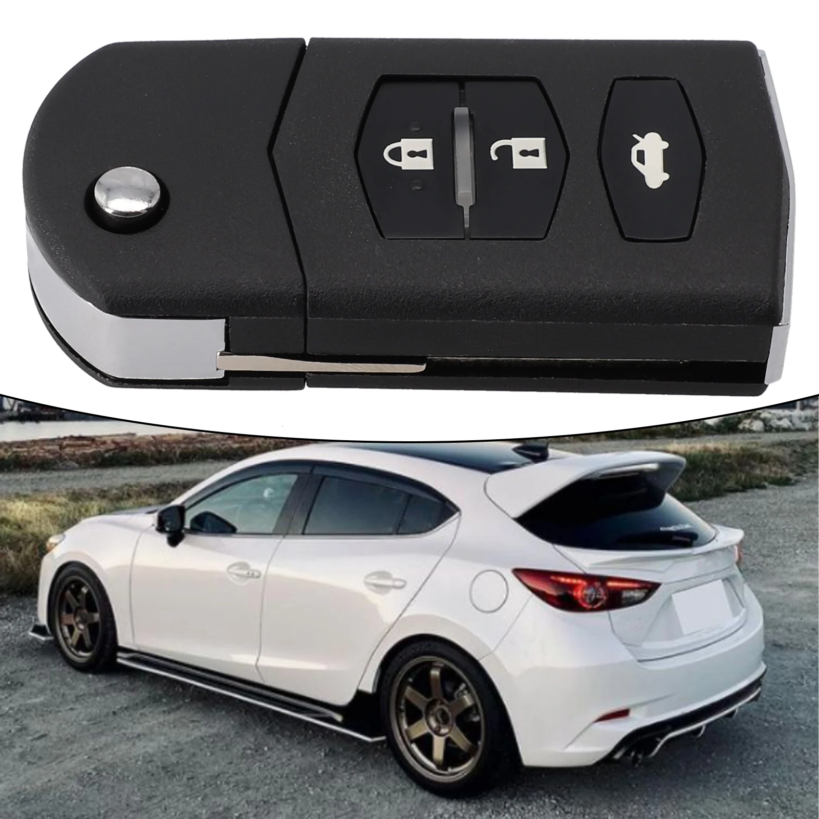 1PCS 3 Buttons Blade Case Car Key Protection Shell CR1620  Battery Flip Fob Suitable For Mazda MX5 RX8 MPV CX7 CX9 Accessories