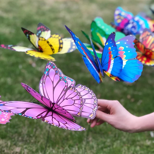 Szimulációs Pillangó, Pvc Vízálló Pillangók Tét Mesterséges Pillangó Kerti Díszek És Terasz Dekoráció Pillangóvirág - Image 2