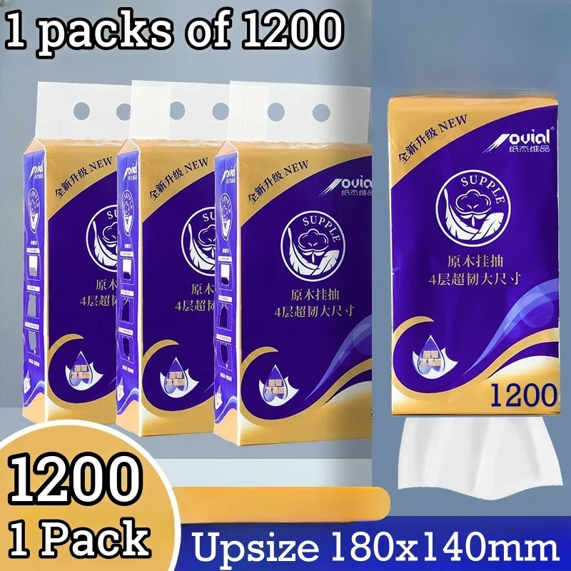 4 Packs Large Packs of Toilet Paper for Home Use Hanging Bottom Extraction Paper Towel Toilet Cubic Embossed Hand Towels