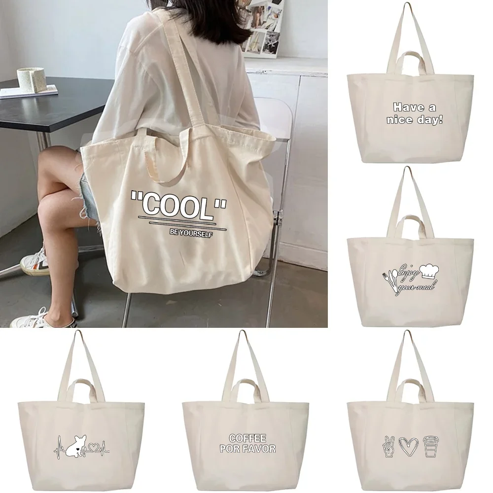 

Female Bags Handbag Woman Travel Shopping Bags Canvas Tote Pouch 2023 Fashion Outdoor Organizer Casual Version Wild Food Series