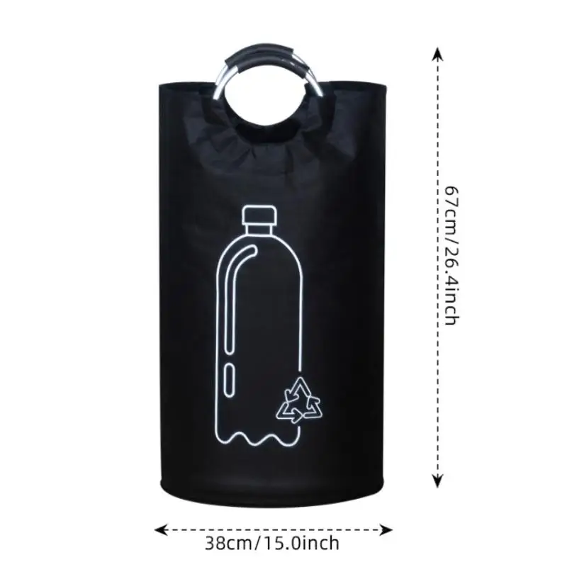 Large Capacity Empty Bottle Storage Basket With Aluminum Handle 82L Wastewater Bottle Collector Bag Folding Recycling Bin