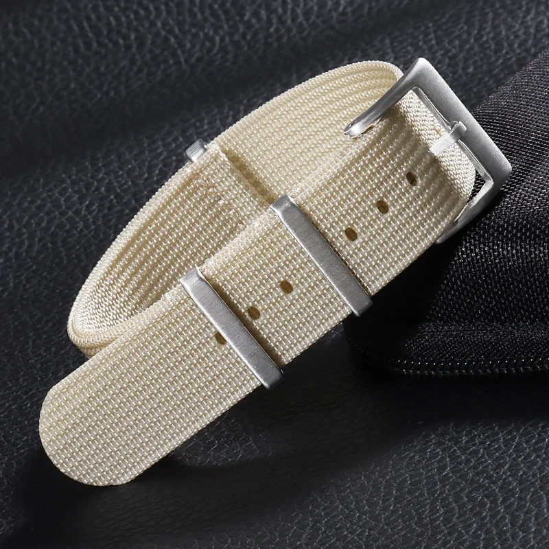 Durable Military-Style Nylon Watch Strap in Brown, Green, Black – Sporty and Casual Replacement Band