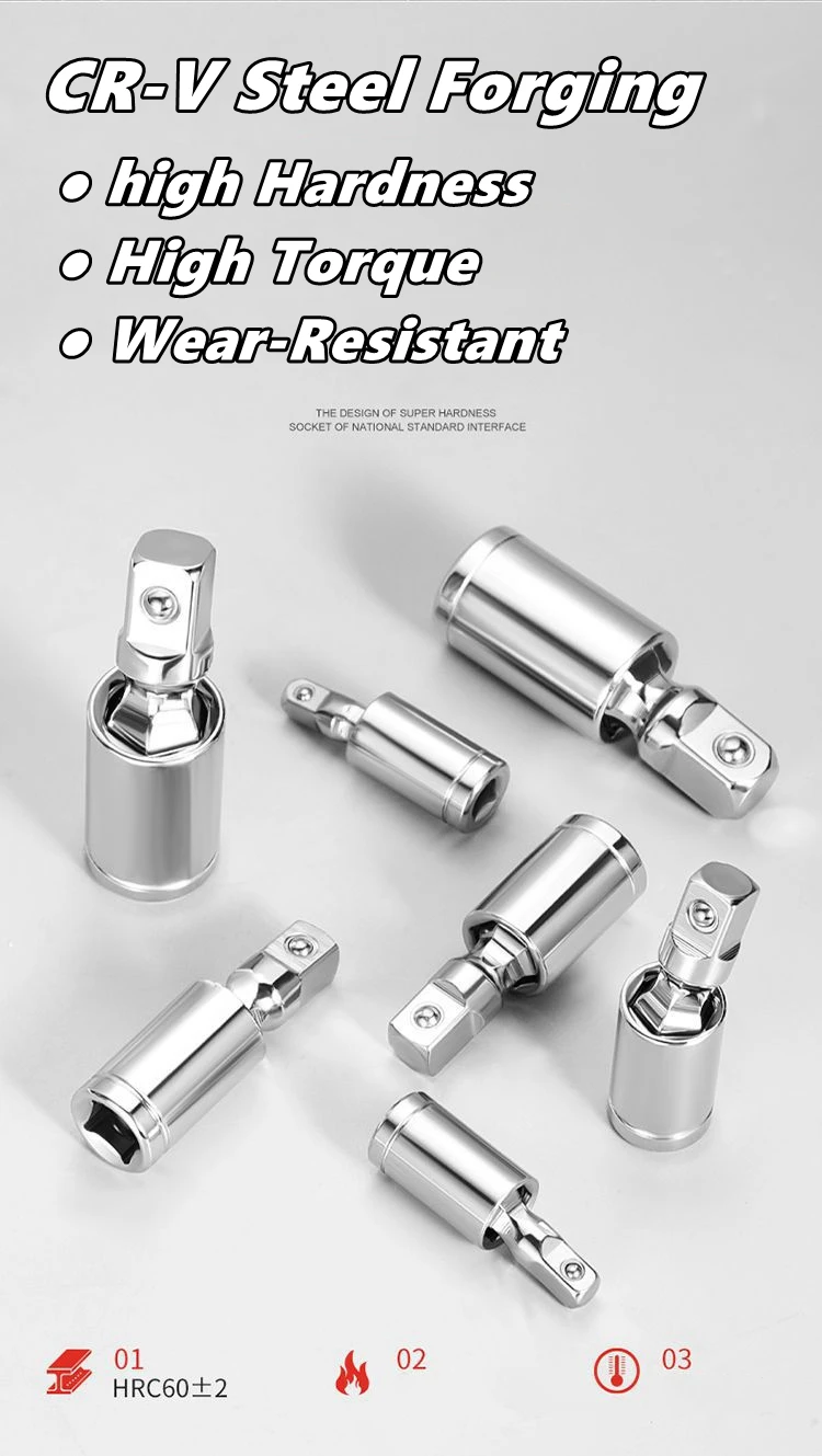 1/4" 3/8" 1/2" Universal Joint Set Ratchet Angle Extension Bar Socket Adapter Manual and Pneumatic Bendable Adapter Socket Tools