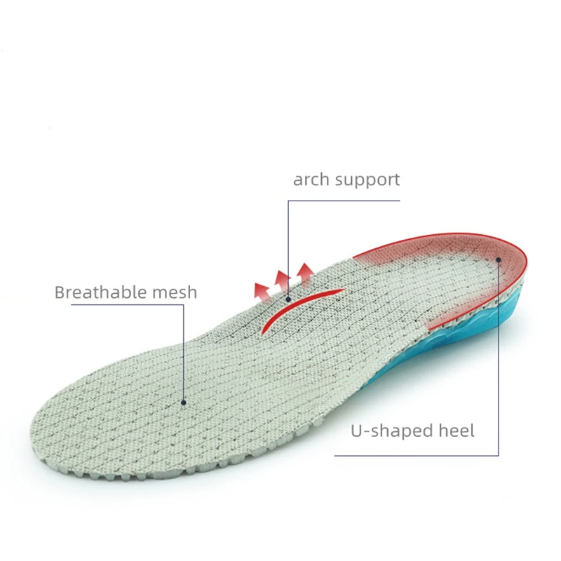 Arch Support Flat Foot Orthopedic Insole Foot Care Protector Elastic Cushion Arch Support Running Insoles Spring Silicone Insole