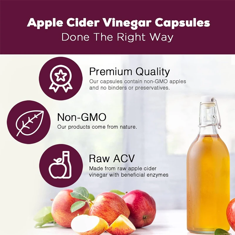 Apple Cider Vinegar Capsules-Detox, Fat Burning, Weight Management, Appetite Suppressant, Bloating Relief